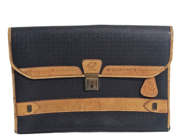 Vintage Grand-Lion Pelletteria Alta Classe Briefcase Made In Italy w/ Key 14 x 10